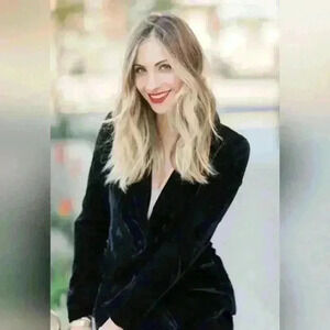 Cupcakes & Cashmere Women's Black Velvet Two-Button Coat Blazer Jacket